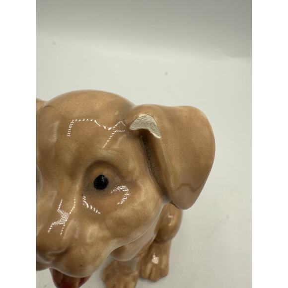 Ceramic Puppy Dog Figurine Vintage Glazed Brown Puppy Dog See Pictures - Picture 2 of 7